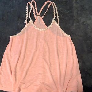 Poof Womens Strappy Tank Top Floral Embroidery Pink Medium